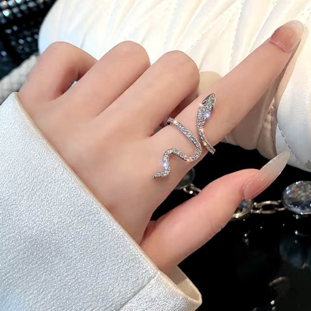 Silver Snake Sparkling Statement Ring 🐍 - Picture 2 of 3